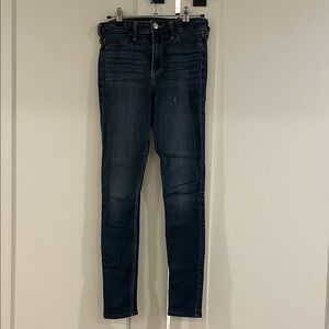 Hollister Women's High Waisted Deep Blue Skinny Jeans